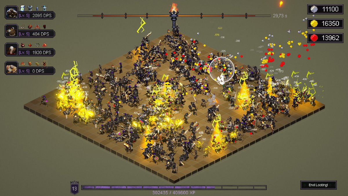 rogueducknet's tweet photo. Synergize your heroes to crush skeletons in this incremental crawler. ⚔️✨

Build your party, loot the catacombs, &amp; conquer the hoard in Bones and Coins!💀💰
#screenshotsaturday #indiedev #indiegames https://t.co/0KP2J0aTtd