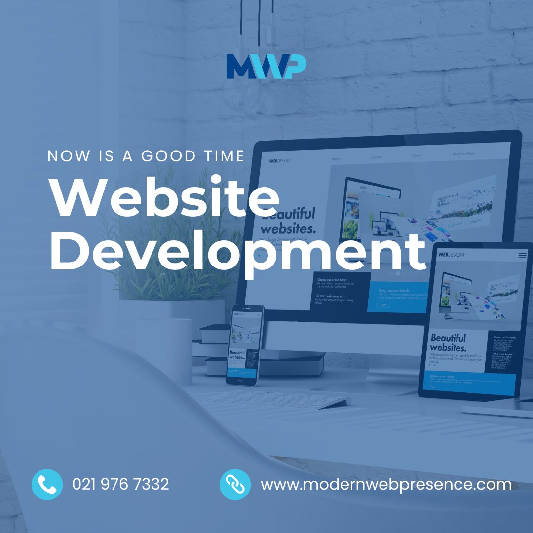 WEBSITE DEVELOPMENT

From landing pages, 1, 3 or 5 pager to large corporate websites. 🖥

Our developers are ready to help, guide and develop the website you and your business deserve in 2026 🚀

*Start-up Packages also available ⭐️

W: modernwebpresence.com/services
TEL 021 976 7332