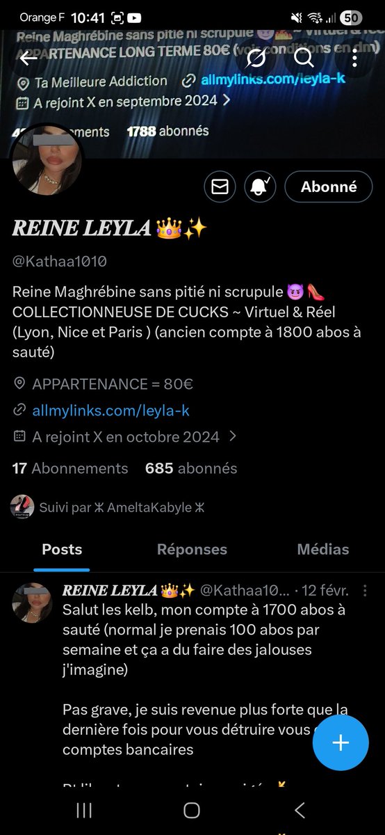 playsoumie254's tweet photo. Abonnervous a @Divine6Cru c'est son compte backups puis a @AmelLaKabyle et @Kathaa1010 https://t.co/r54WgSaJ6v