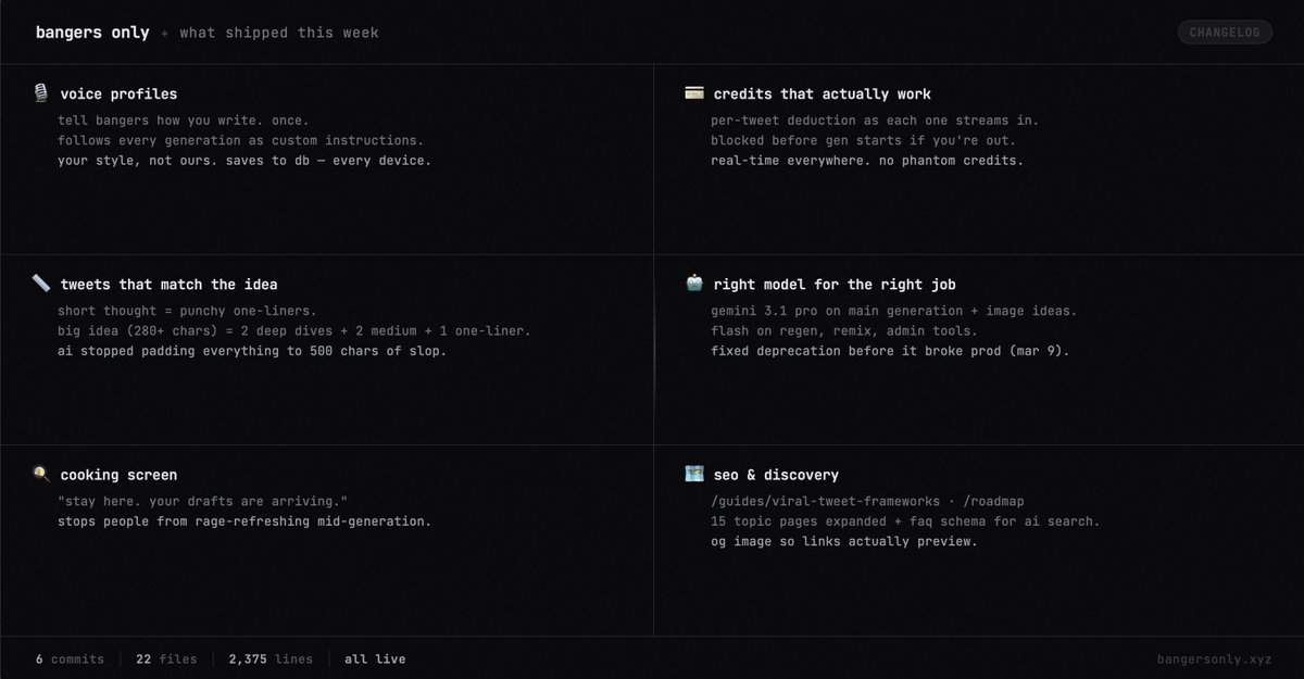 tushaarmehtaa's tweet photo. in the next version of https://t.co/NMwYajf0vH:

> write like yourself
> 1 credit = 1 tweet (simple)
> long tweets supported
> models upgraded (3.1 all the way)
> some UI enhancements
> SEO work has begun

enjoy! go post some bangers. https://t.co/Vr60VsC1SS