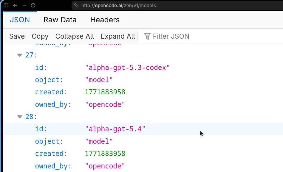 Models endpoint JSON