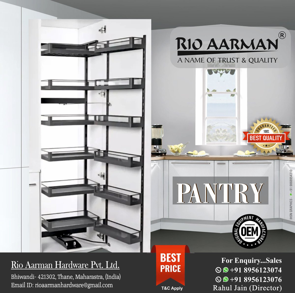 ihsndigital's tweet image. Premium Pantry by Rio Aarman

For Enquiry Via WhatsApp: rebrand.ly/RioAarman

RIO AARMAN HARDWARE PVT. LTD.
Mr. Rahul Jain +91 8956616603, 9833175105

Instagram:
bit.ly/Rioaarmanhardw…
.
.
.
#RioAarman #PantryUnit #KitchenStorage #ModularKitchen #KitchenHardware #IHSNDigital