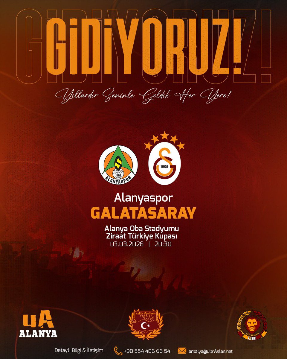 GİDİYORUZ!

ALANYASPOR MAÇINDA TAKIMIMIZI YALNIZ BIRAKMIYORUZ!

#uAAlanya #uAYurtiçi
#ultrAslanLise #ultrAslanLiseAlanya