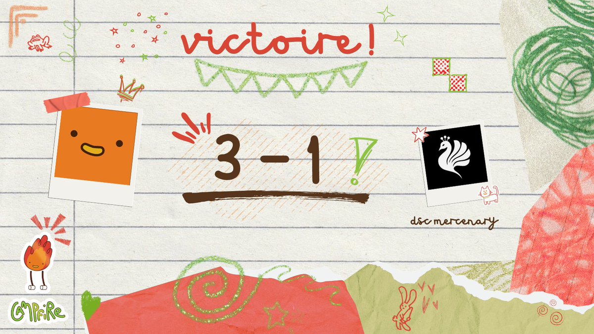campfireow's tweet photo. VICTOIRE ! 🎊

campfire l'emporte 3-1 face à DSC | Mercenary dans un début de stage de très bonne augure 🔥 https://t.co/LzgGP9IOrT