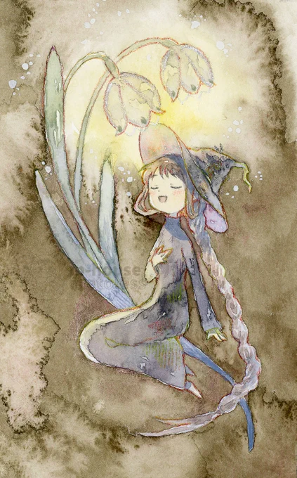 スノーフレークの愛 #透明水彩 #OC