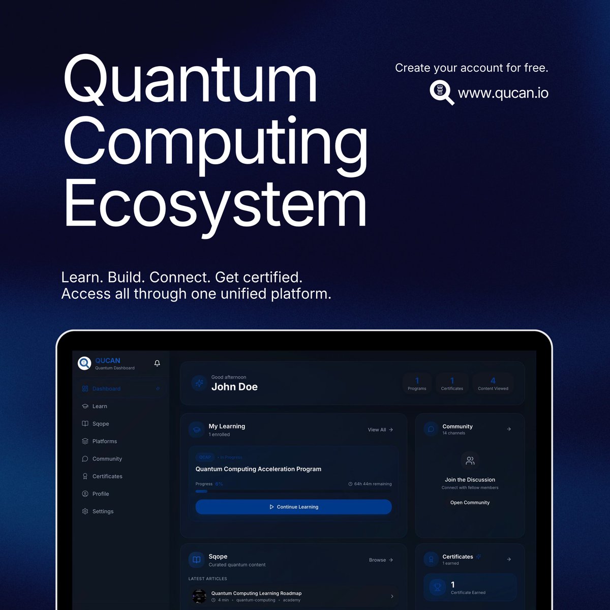 For years, quantum computing has been growing — yet remained fragmented.

The quantum future needs infrastructure.

𝗤𝗨𝗖𝗔𝗡 𝗜𝗦 𝗟𝗜𝗩𝗘 🚀

A unified ecosystem where learning programs, industry tools, curated content (Sqope), and community come together — built for the next