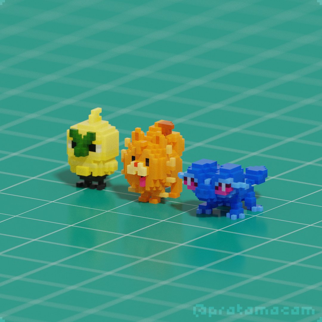 pratamacam's tweet image. Voxel Gen 10 Pokemon starters
#PokemonWindsWaves #browt #pombon #gecqua