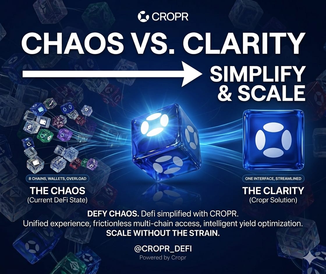 SheikhZadi786's tweet photo. DeFi sold us freedom.
Instead, we got 8 chains, 12 wallets, and a second job.
That’s not financial independence — that’s operational chaos.
Simplify the stack. Scale with clarity. Grow without the grind.
@CROPR_DEFI
Powered by Cropr 🚀 https://t.co/FOMmNXgE7e