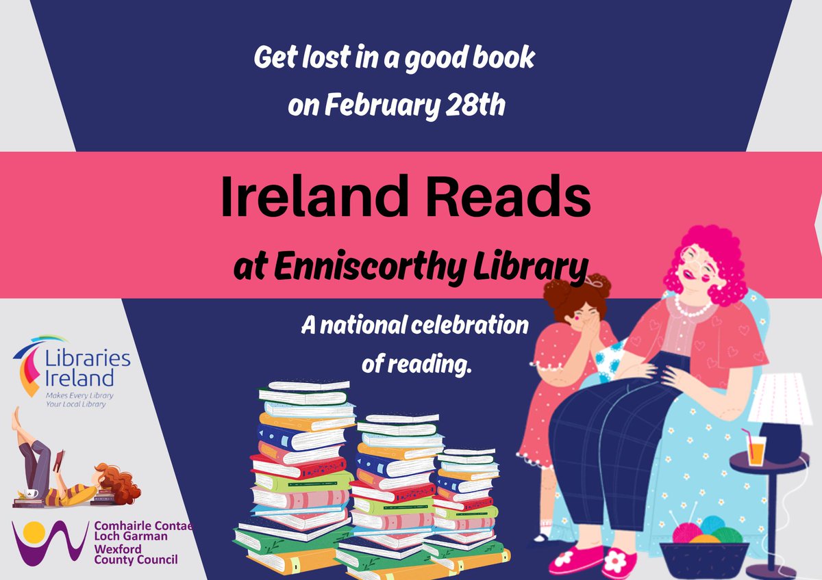 wexlibraries's tweet photo. Join us today on Ireland Reads day at Enniscorthy Library for some great events to get reading!

For all ages. Find out more here: https://t.co/2fzeyLLy97

 #WexLibraries #IrelandReads #GetLost #EnniscorthyLibrary #Enniscorthy #Wexford #WexfordCoCo https://t.co/hP5Cp31jTP