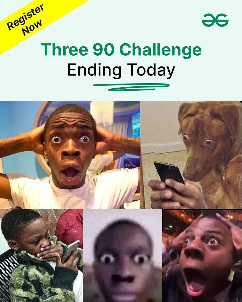 geeksforgeeks's tweet photo. 1 Final Reminder.
Last Few Hours: https://t.co/ROqEvHmLBn
.
.
.
.
#gfg #three90challenge #commitwithgfg #geeksforgeeks https://t.co/NPfPOJTVcE