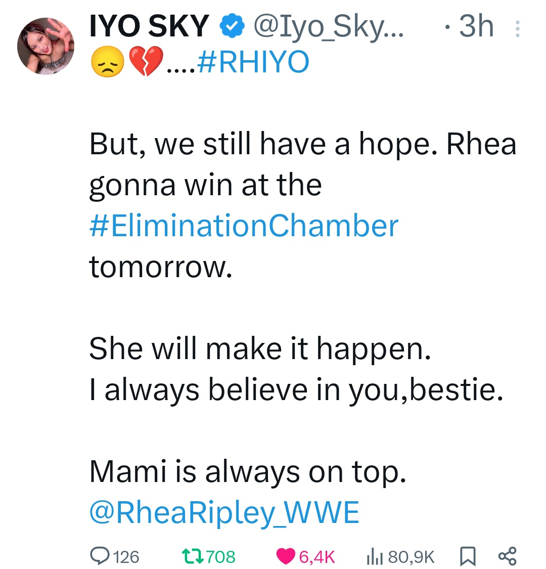 neo9holic7's tweet photo. #RHIYO IS FINE!!! ❤️ WE CELEBRATE!!!

Now we start supporting Rhea on winning Elimination Chamber tonight and Iyo going after the US champ and THEN they will win the tag team champs AGAIN being double champs.

I had a moment down last night but here we STILL TRUST!!! https://t.co/KtQSDfqYyW