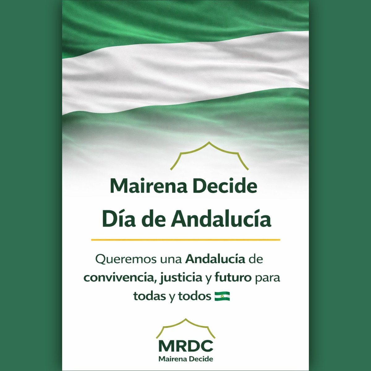 Tierra de esfuerzo, talento y futuro.
Desde nuestra  #mairenadelaljarafe seguimos trabajando por una Andalucía más justa y próspera.
¡Feliz Día de Andalucía! 💚🤍💚 #DiaDeAndalucia #TierrayLibertad