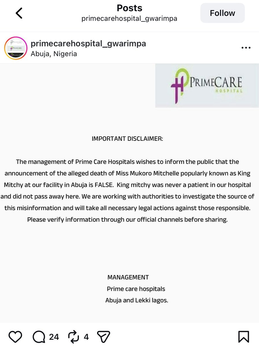 Primecare, this isn’t the time for just a disclaimer.
I was considering bringing my uncle to your hospital this morning, but then I came online and saw the trending story about a patient who reportedly ingested hypo and later died after being told it was a “50:50” case.
These