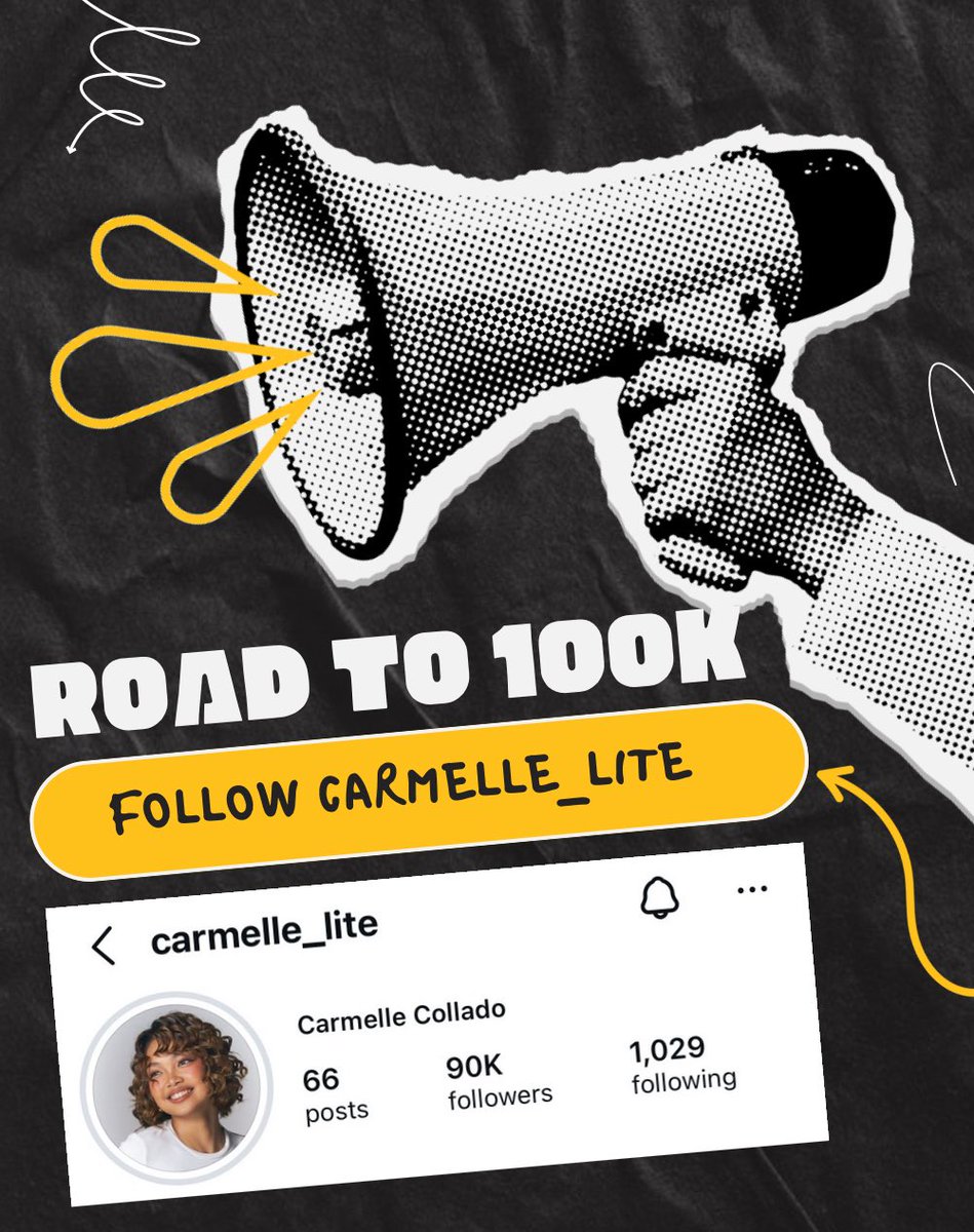 sakuramariz's tweet photo. 💛Big Night Challenge💛
100K followers for The New Gen Pop Diva Carmelle Collado on Instagram!

Let’s make it happen

CARMELLites BIG NIGHT 
#CarmelleCollado https://t.co/lbS8mpFLwB