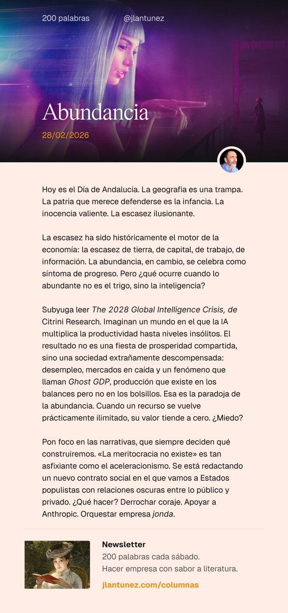Abundancia #28

Las narrativas y la IA están redactando un nuevo contrato social.