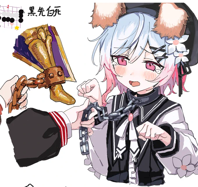 絵チャで描いたエマと、描いてもらった封印されし者の左足と詰碁