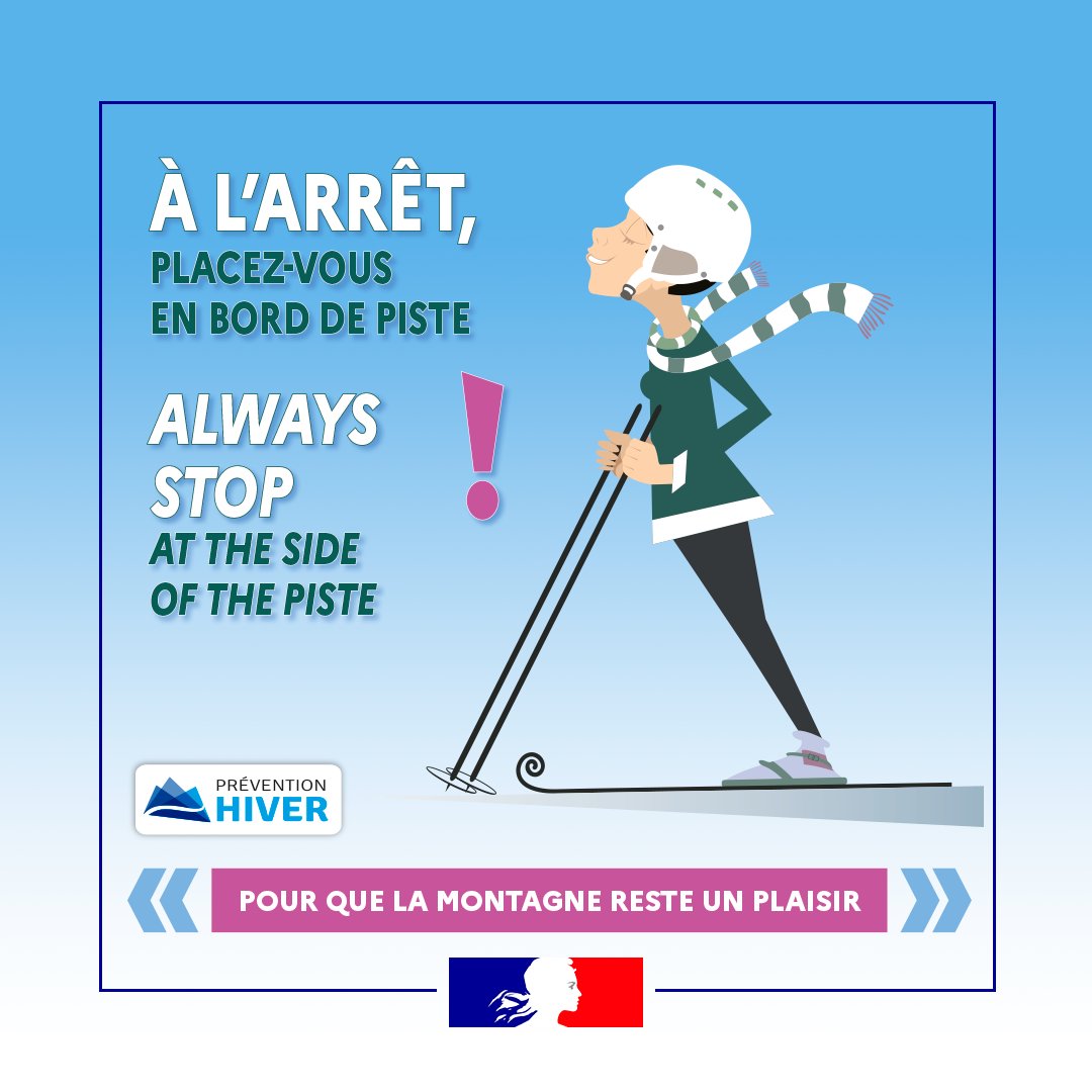 Prefet64's tweet image. #Prévention | Un week-end au ski en toute sécurité

❄️ Pendant l’hiver, vous êtes nombreux à vous rendre à la montagne : en ski, snowboard, raquettes ou randonnée, quelques règles sont à respecter.

🎿 Mettez un casque adapté et faites en porter un aux enfants : son efficacité