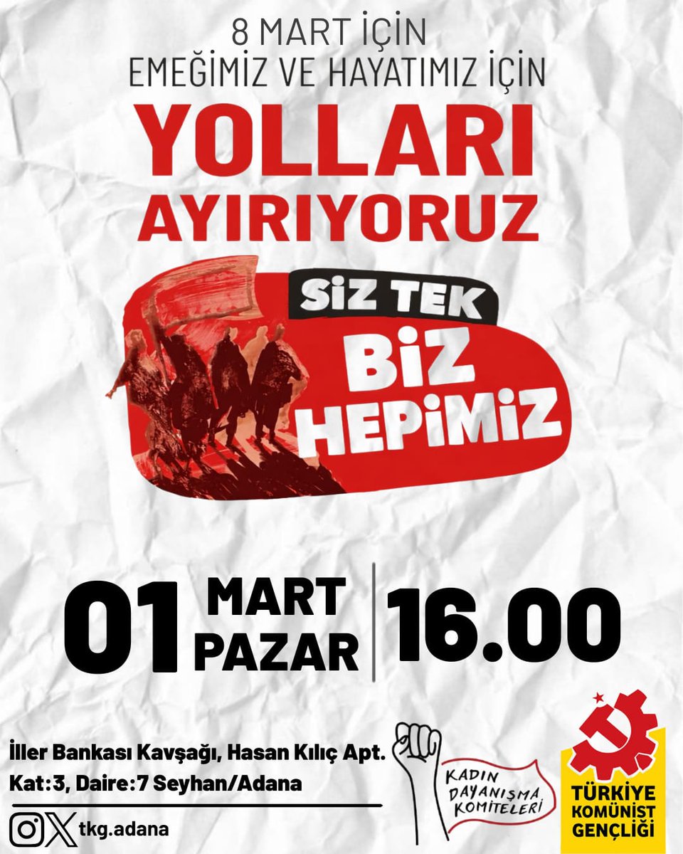 Siz tek, Biz Hepimiz 
Tüm dostlarımızı 
1 Mart Pazar Günü 16.00 da aramızda görmek isteriz.