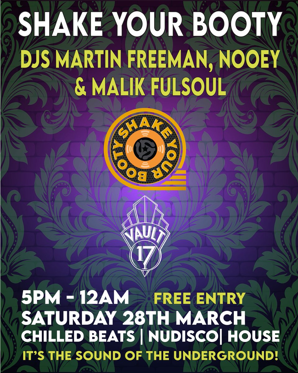 🌟SHAKE YOUR BOOTY DOUBLE HEADER SAT 28TH MARCH🌟
Part 1 - SHAKE YOUR BOTTOMLESS BRUNCH Unlimited Prosecco 🥂 and food 3pm - 5pm 🕔 tickets skiddle.com/e/41948877 
Part 2 - SHAKE YOUR BOOTY the party continues with free entry and a paying bar  5pm - 12am