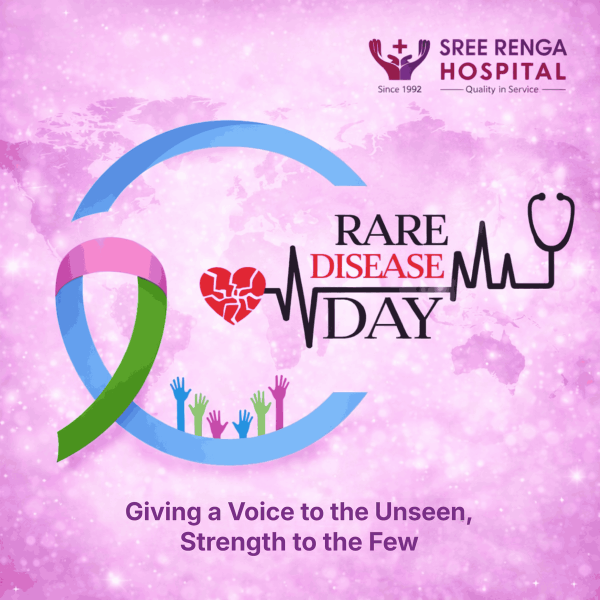 sreerengahosp's tweet image. 🎗️🌍 Rare Disease Day

Giving a voice to the unseen, strength to the few. 💜

Let’s raise awareness, support patients &amp;amp; promote inclusive healthcare for all. 🤝

#RareDiseaseDay #SupportRare #HealthAwareness #Compassion