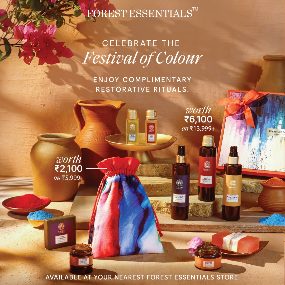 TheGVKone's tweet image. Celebrate the Festival of Colour with luxury rituals 

Discover festive gifting &amp;amp; Ayurvedic skincare by Forest Essentials at GVK One Mall, Hyderabad. 

Visit today &amp;amp; elevate your Holi shopping experience!

#GVKOneMall #Hyderabad #ForestEssentials #Holi2026 #FestivalOfColour