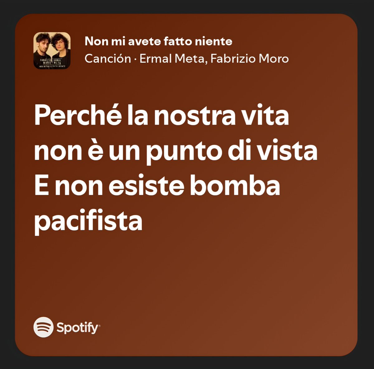 <a href="/SarAusten/">Dragoncito norteño 🇵🇸🇱🇧</a> Como dijeron Ermal Meta y Fabrizio Moro: no existe bomba pacifista.