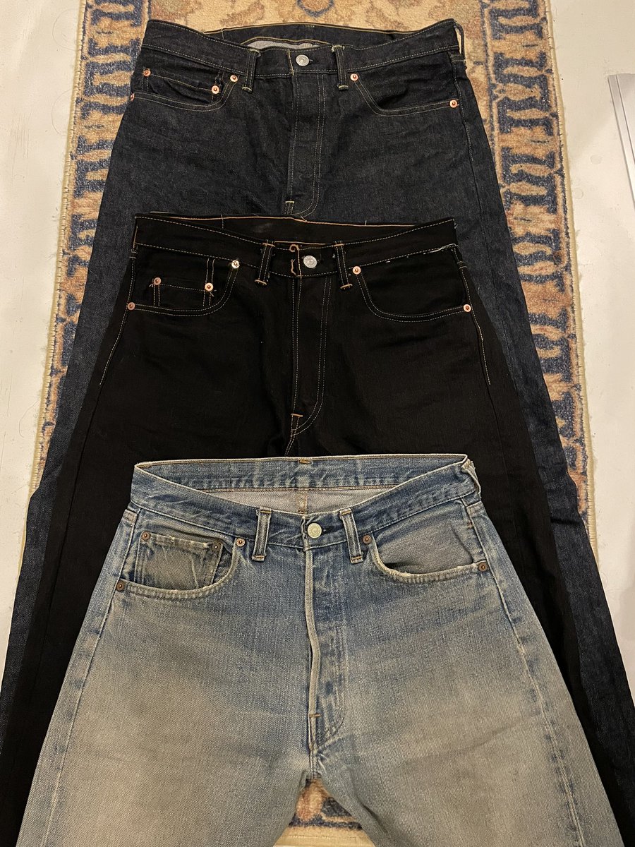 RYSK8_'s tweet photo. 同じ66でも違うね
上から
・DENIME(フルカウント)66モデル
・ワンピースオブロックM-66
・LEVI'S 66前期
サイズ表記と実寸も違う
サイズは上から33.34.32?
ちなみに66前期は17歳の時購入して
今でも履けます✌️
#DENIME #リーバイス
#ワンピースオブロック https://t.co/to6xuQmoia