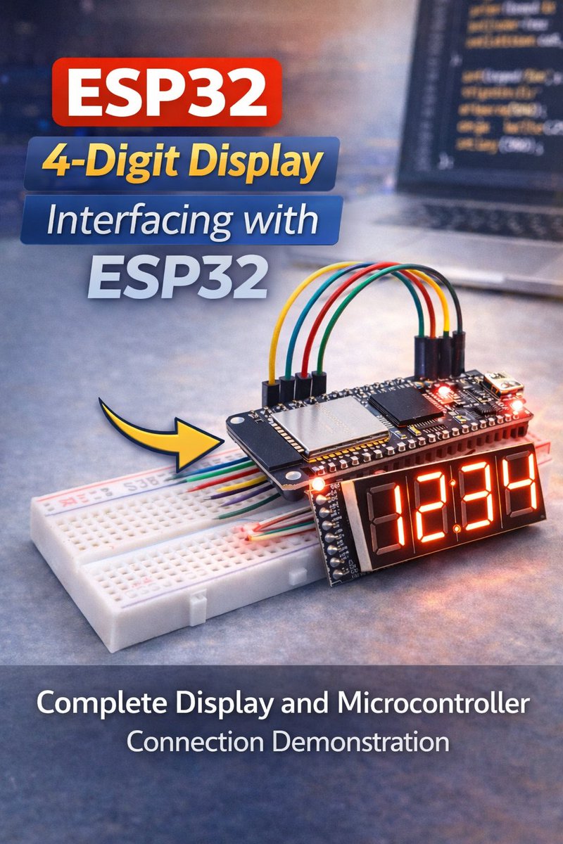 amaramam2025's tweet photo. Learn how to connect a 4-Digit Display with ESP32 โ step by step!
#ESP32Projects #ElectronicsLearning #IoTIndia #EngineeringStudents #EmbeddedLearning #TechSkills #AmaramamElectronics #STEMLearning https://t.co/8A1R98RdsQ