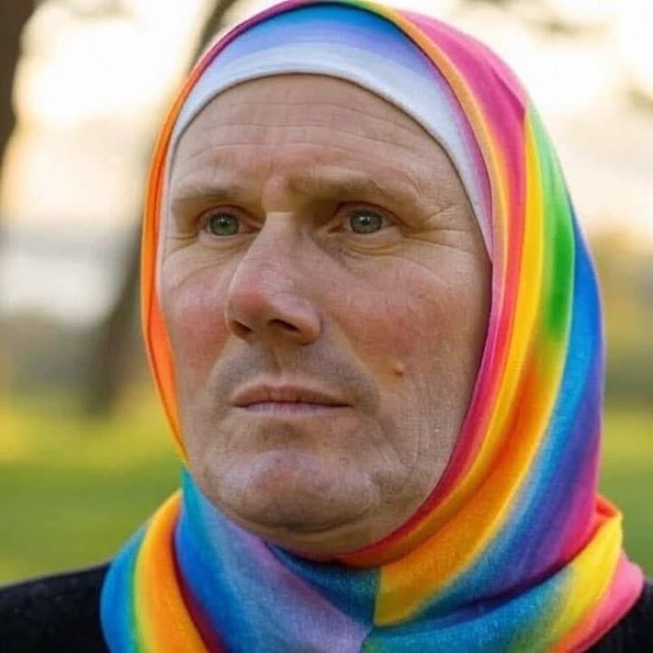 LizaRosen0000's tweet photo. As an act of solidarity with his allies, Keir Starmer put on an Islamic veil.

https://t.co/CLfxI9peHd