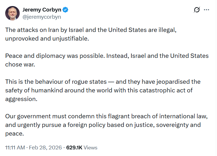 DarthPutinKGB's tweet photo. Comparison from comrade @jeremycorbyn on Ukraine &amp; Iran.
-🇷🇺 forces "enter" 🇺🇦, 🇺🇸 &amp; 🇮🇱make "illegal attack"
-🇷🇺 excused cos of NATO. 🇺🇸&amp; 🇮🇱are "rogue states"
-🇷🇺created a "crisis" &amp; offered diplomacy. 🇺🇸&amp; 🇮🇱"endanger us all" https://t.co/LDLPcLaS7x