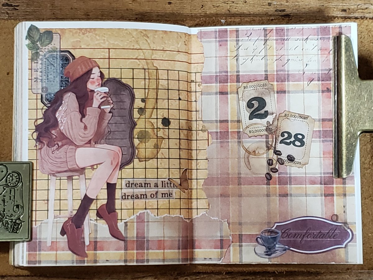 Journalsayで購入した素材でコラージュしました☕️🌿.•* 明日も頑張ろ