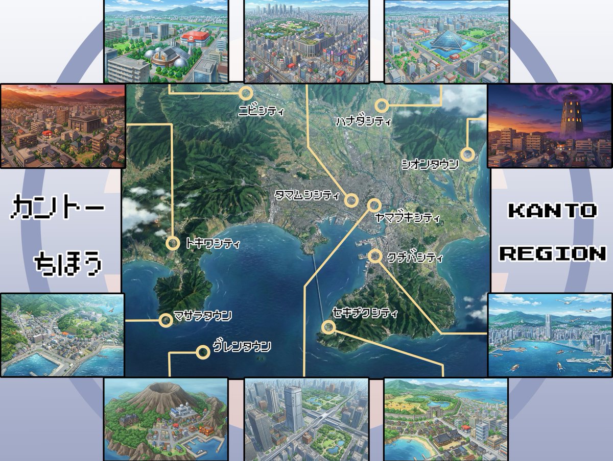 ポケモン30周年・後夜祭】🎉🗺️ カントー地方全景マップ（衛星写真