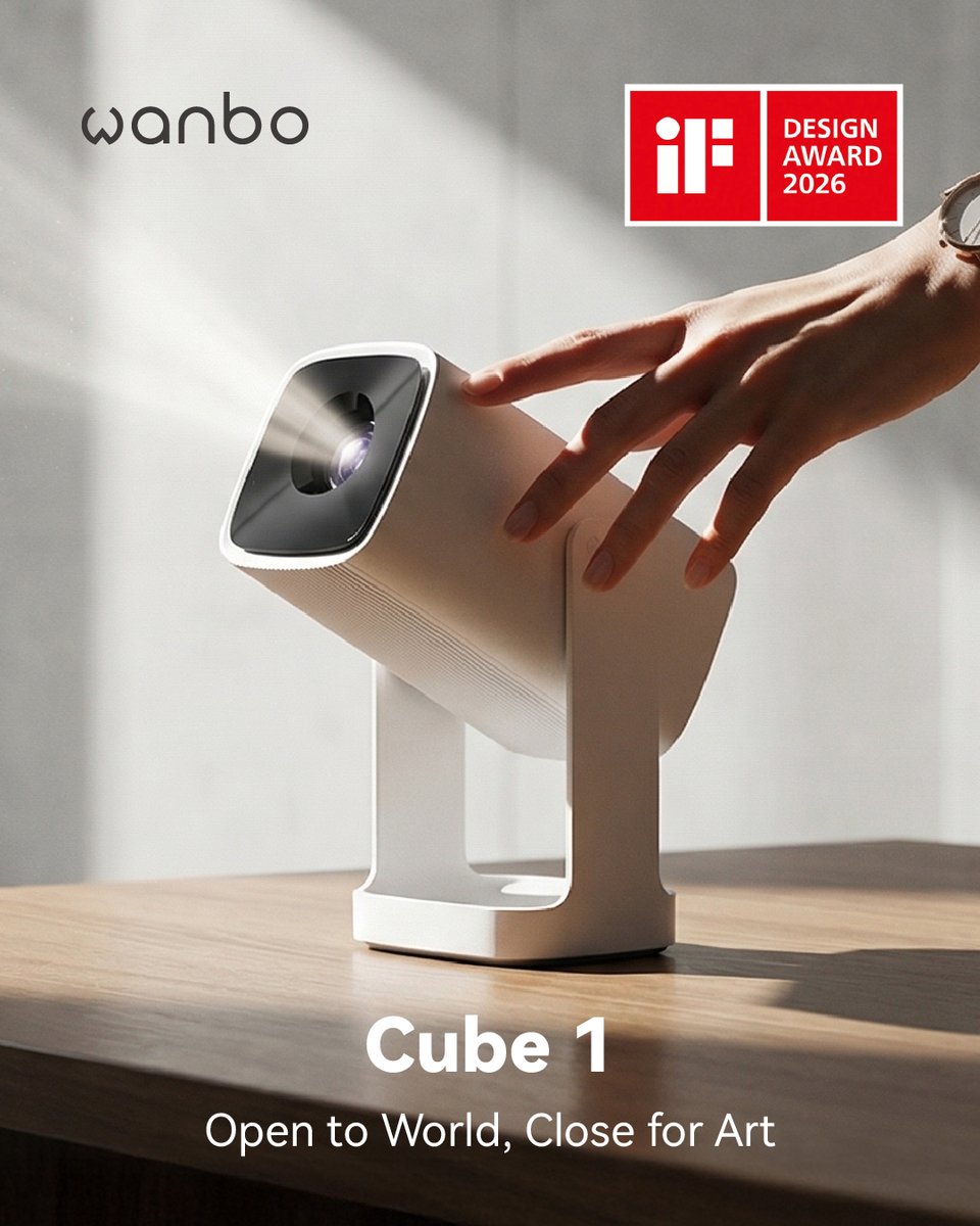 WanboOfficial's tweet photo. #Wanbo Wins iF Design Award 2026 🏆✨
Both #cube1 and #cube2pro honored at the iF Design Award 2026.
Flexible projection that adapts to how you live.
10 years of independent design and manufacturing.
You happy, I happy.
This is what Wanbo committed to.
#iFDesignAward2026 https://t.co/zPPtjqU7b0