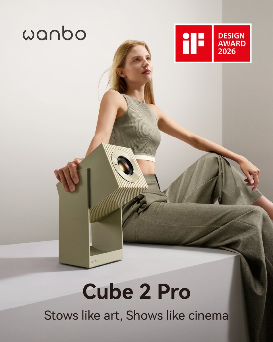 WanboOfficial's tweet photo. #Wanbo Wins iF Design Award 2026 🏆✨
Both #cube1 and #cube2pro honored at the iF Design Award 2026.
Flexible projection that adapts to how you live.
10 years of independent design and manufacturing.
You happy, I happy.
This is what Wanbo committed to.
#iFDesignAward2026 https://t.co/zPPtjqU7b0