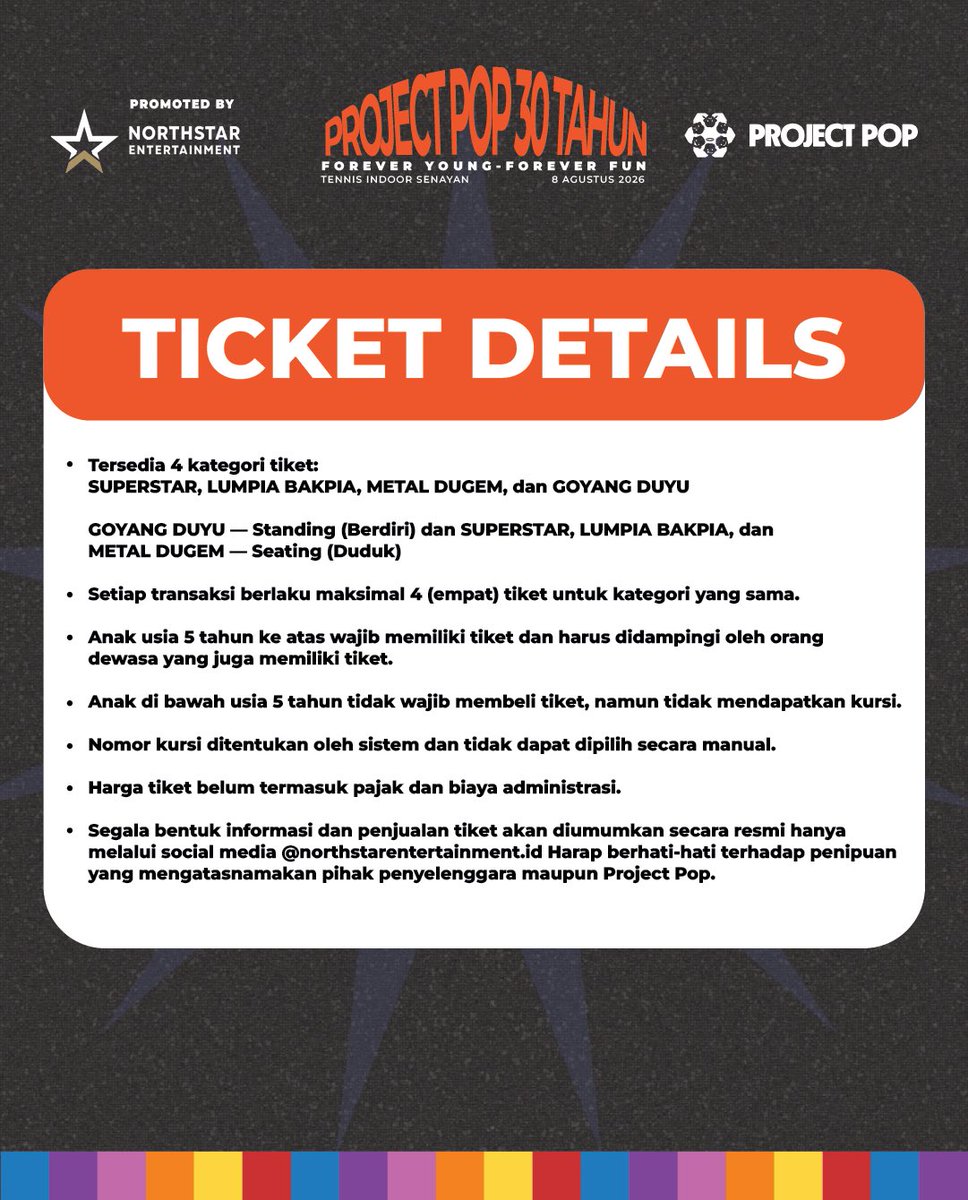 NorthstarEnt_ID's tweet photo. EARLY BIRD IS COMING๐๐ฅ
Penjualan Early Bird dimulai 13 Maret. Hari ini masih informasinya dulu yah๐ซถ๐ป
Sudah lihat harga dan kategorinya kan? Pastikan kamu sudah menentukan pilihan sebelum hari itu tiba.
Pantau terus di sini dan aktifkan notifikasinya! ๐
#ProjectPop https://t.co/UNmC1wyWD8
