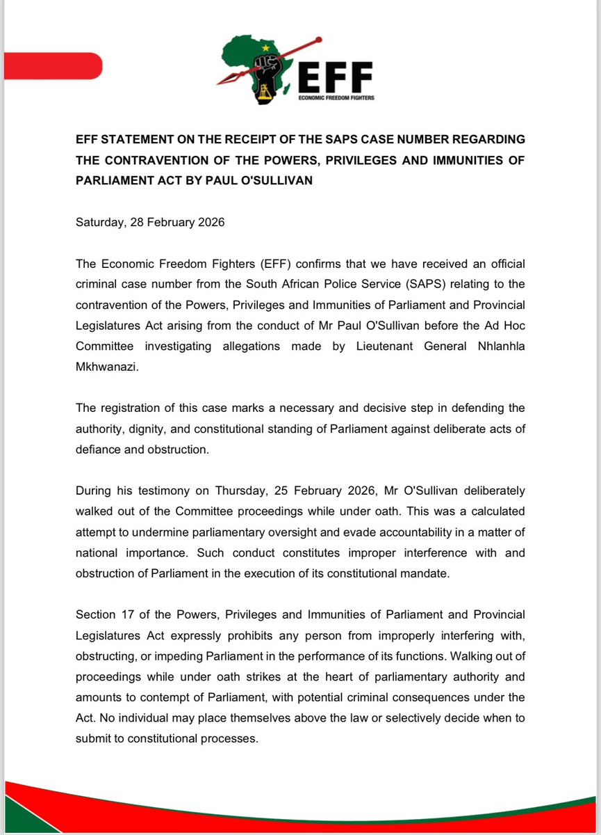 Economic Freedom Fighters tweet media