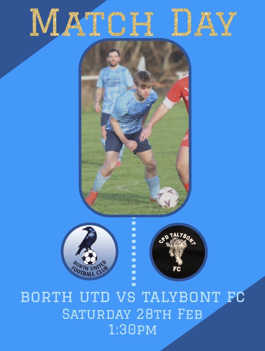 BorthUtd's tweet photo. MATCHDAY: The Crows head into Quarter final action today in the Dai Dynamo Cup against League Rivals @cpdtalybontfc2. KO at 13:30 at uppingham playing fields. #Crows https://t.co/8qYMwMkpdG