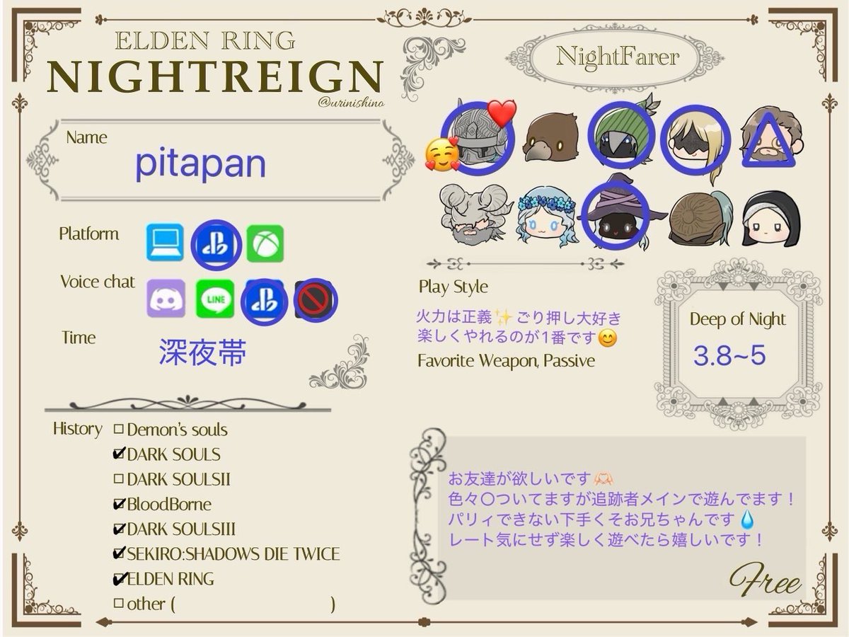 自己紹介カード作ってみた！ 毎晩飲みながら深き夜渡ってます