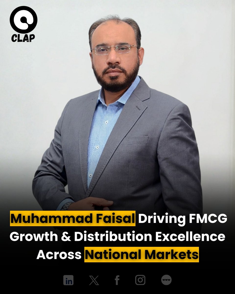 ClapPakistan's tweet photo. Muhammad Faisal, Lead Sales & Supply Chain at Burque Corporation, brings 20+ years of FMCG and distribution leadership, driving structured growth, sales transformation, and national expansion.
#BusinessLeader #FMCG #DistributionStrategy #ClapPakistan https://t.co/pwciplIFEn