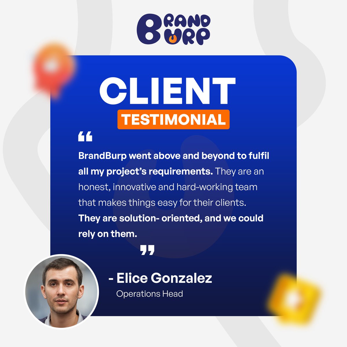 BrandBurp's tweet image. When our clients succeed, we succeed. 💼✨
Thank you for trusting BrandBurp!
#Testimonial #BrandBurp #ClientLove #BusinessGrowth