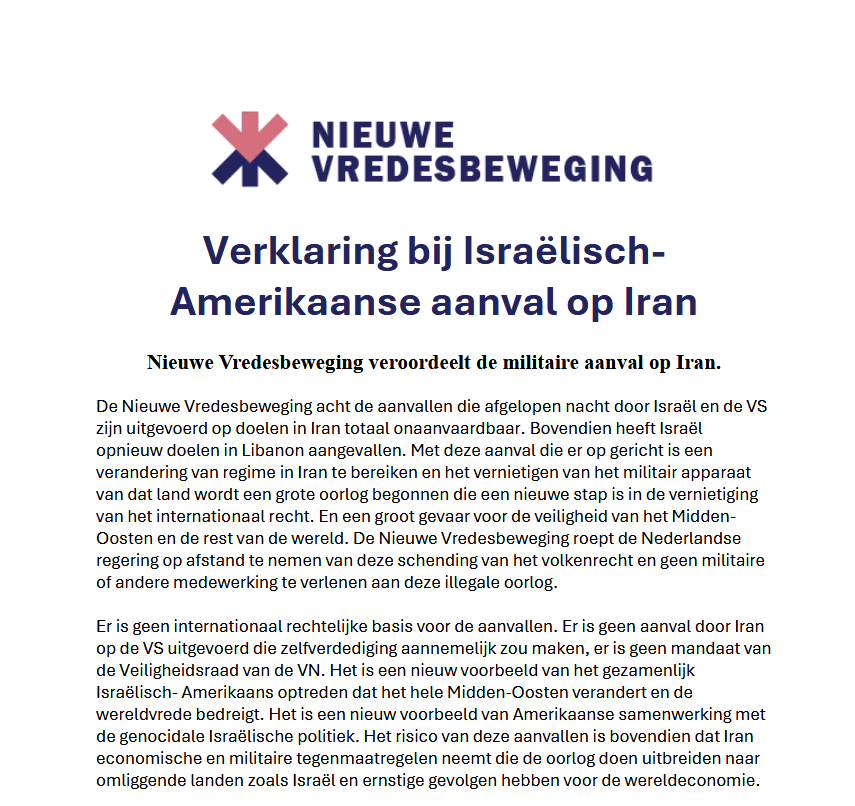 Persverklaring. Zie : nieuwevredesbeweging.nl/wp-content/upl…