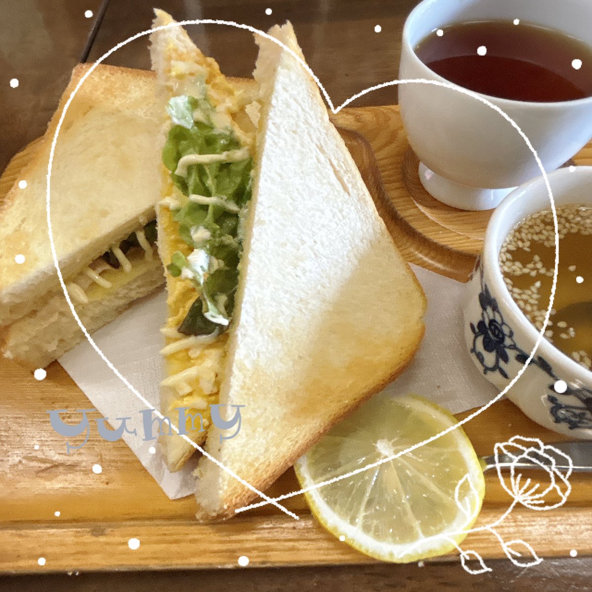 すべりこみでモーニングセット食べたよっ😋☀️
朝からしっかり食べると元気出るよね🥪🐟💕