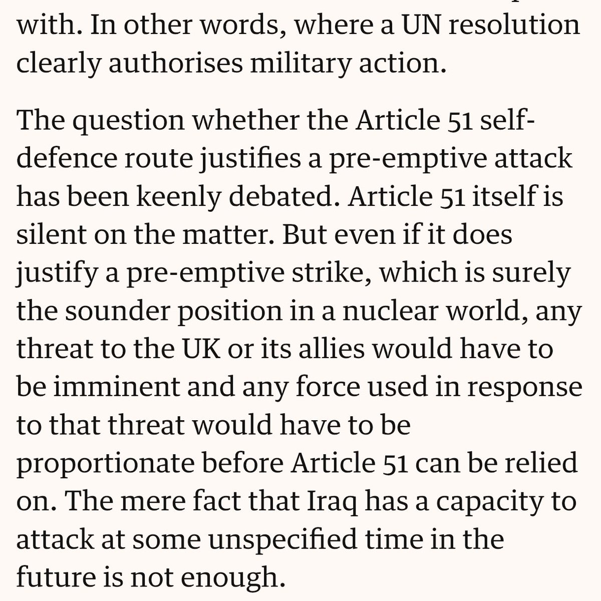 In 2003 Keir Starmer set out why a war on Iraq would have no legal basis. 

"The mere fact that Iraq has a capacity to attack at some unspecified time in the future is not enough", he wrote.

These arguments apply to Iran. When will Starmer condemn this illegal attack?