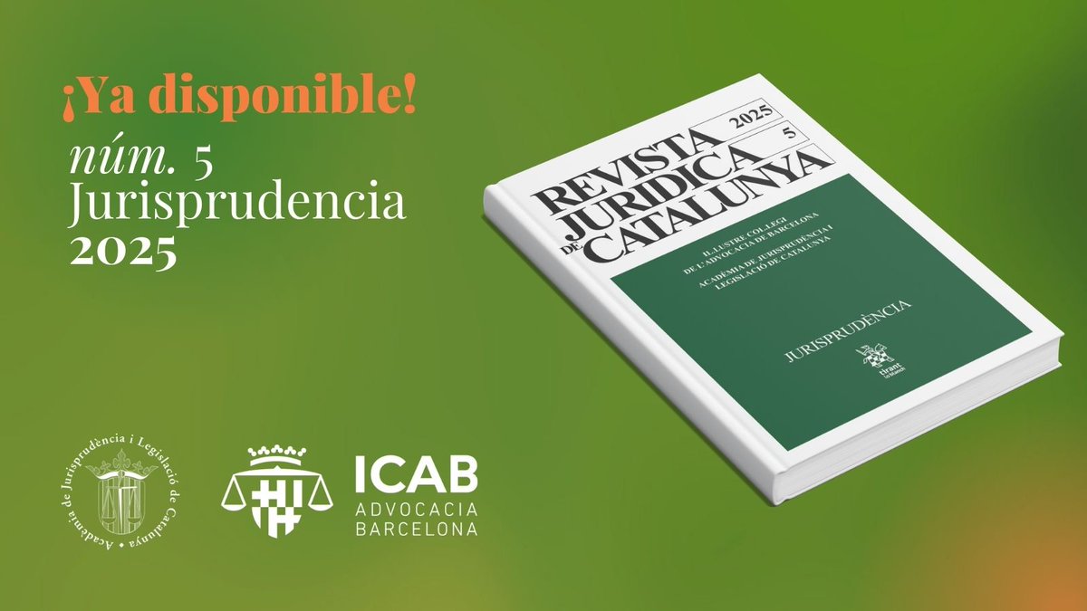 📢 Ya disponible el número 5 de #Jurisprudencia de la Revista Jurídica de Catalunya.

Encuéntralo en: revistajuridica.cat/cloudLibrary/p…