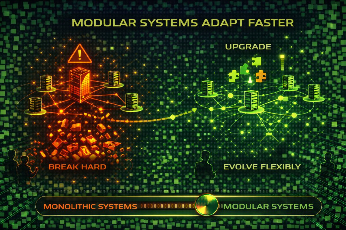 Modular Systems Adapt Faster

Monolithic systems break hard.
Modular systems evolve <a href="/dgrid_ai/">DGrid AI</a> 

In decentralized AI infra, the ability to upgrade routing logic, add new node types, or improve coordination without breaking everything is a huge advantage.