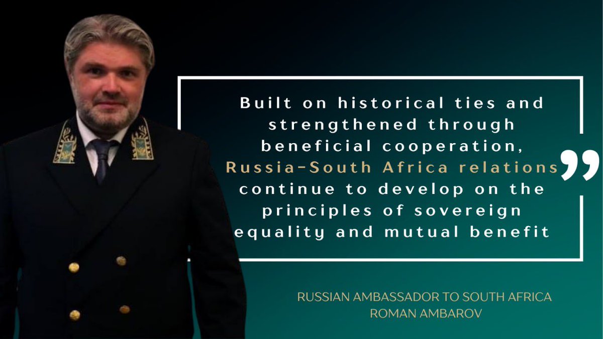 EmbassyofRussia's tweet image. 🎙️Ambassador #Ambarov:  28 Feb 1992 marked the start of diplomatic relations between Russia and South Africa

34 years on, our partnership continues to grow, built on sovereign equality, mutual respect &amp;amp; cooperation in #BRICS, #G20 and the #UN

🇷🇺🇿🇦 We look ahead with confidence.