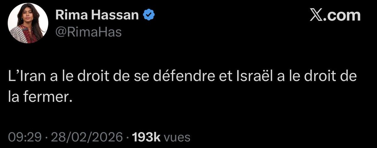 LBleuBlancRouge's tweet photo. Après avoir défendu le Hezbollah, le Hamas, Rima Hassan vole désormais au secours du régime islamiste des Mollahs qui massacre son peuple. 

Je pense qu’on peut définitivement la considérer comme une proxy des bouchers de Téhéran. https://t.co/N4ex6Y3GsT