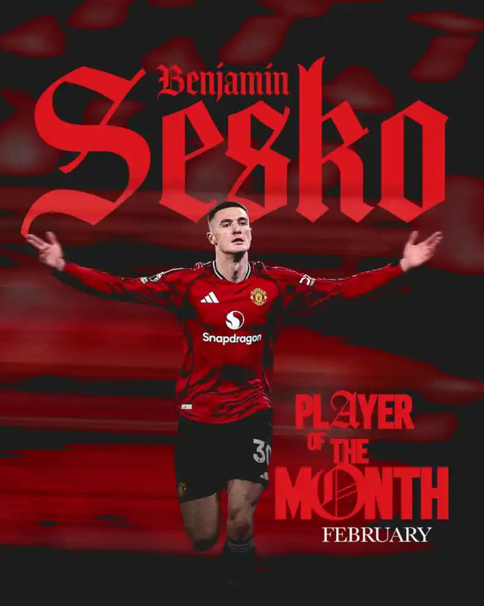 Official: Benjamin Sesko is #mufc's Player of the Month for February.