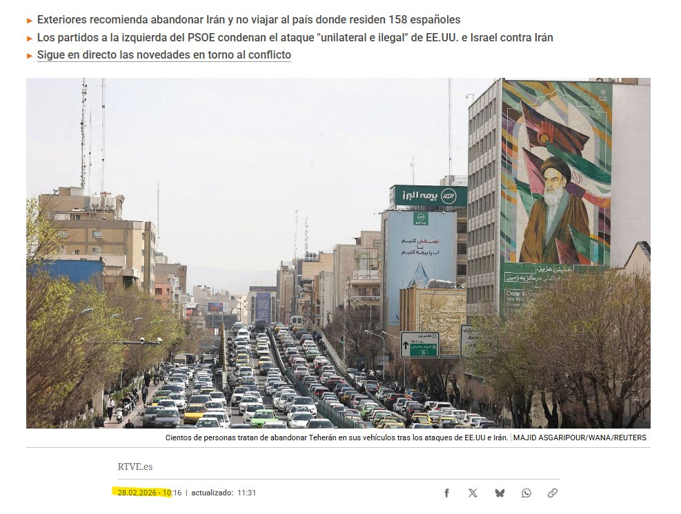 ¿Por qué me da la sensación de que España, de nuevo, no tenía ni idea de nada de lo que ocurre en el exterior?

Mientras que ayer la mayoría de nuestros socios europeos -Italia, Reino Unido, Francia...- recomendaron a sus ciudadanos abandonar Irán (Alemania incluso lo hizo hace