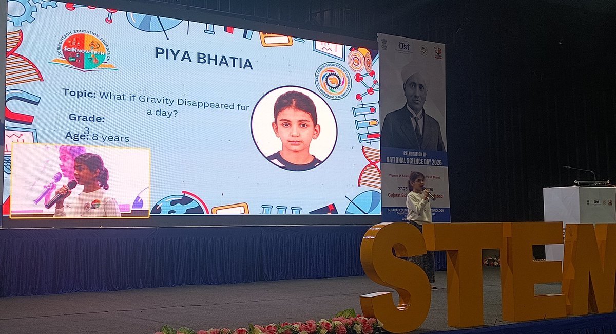InfoGujcost's tweet photo. As part of the celebration of #NationalScienceDay2026, an inspiring #STEMTalk featured young minds of age 7 to 20 years.
Students actively participated, confidently presenting their ideas and perspectives on #STEM.
The platform nurtured self-belief, creativity, curiosity, and #scientific thinking.
Young voices. Bold ideas. Bright future.